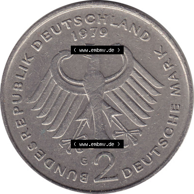 1979-1993, 2 DM, Deutsche Mark Kurt Schumacher Deutschland 1979 G Sammlung