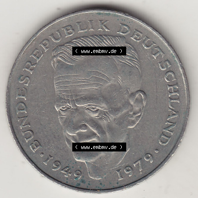 2 DM, Deutsche Mark Kurt Schumacher 1985 J-1 Sammlung