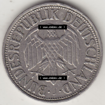 BRD Münzen 1 Deutsche Mark, Umlaufmünze 1950-2001, 1 DM Deutsche Mark, 1950 J-7. Vorderseite einer 1 DM, 1 Deutsche Mark J,... Sammlung