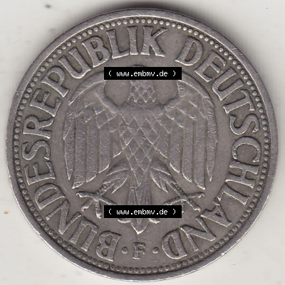 BRD Münzen 1 Deutsche Mark, Umlaufmünze 1950-2001, 1 DM Deutsche Mark, 1950 F-3. Vorderseite einer 1 DM, 1 Deutsche Mark F,... Sammlung