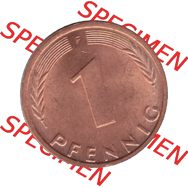 BRD Münzen 1 Pfennig Umlaufmünze in PNG 1950-2001, 1 Pfennig 1975, 1970er Jahre Stuttgart F-01. Rückseite mit Wert-Zahl der digitalisierten 1 Pfennig F, mit Mzz.... Sammlung