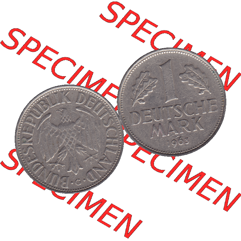 BRD Münzen 1 DM, Umlaufmünze 1950-2001, 1 / Eine DM - Eine Deutsche Mark, 1963 G-1. Münzen-Rückseite und Münzen-Vorderseite als transparente PNG-Grafik... Sammlung