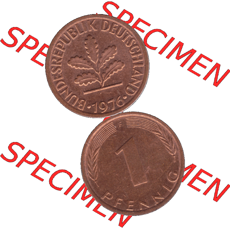 BRD Münzen 1 Pfennig Umlaufmünze in PNG 1950-2001, 1 Pfennig 1976, 1970er Jahre Stuttgart F-01. Hier befindet sich eine PNG-Grafik einer 1 / Ein Pfennig Münze Stuttgart... Sammlung