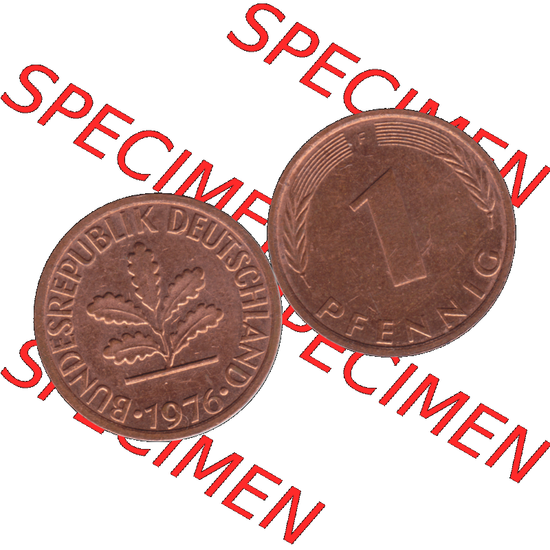 BRD Münzen 1 Pfennig Umlaufmünze in PNG 1950-2001, 1 Pfennig 1976, 1970er Jahre Stuttgart F-01. Die PNG-Grafik zeigt eine 1 Pfennig Münze der Bundesrepublik Deutschland.... Sammlung