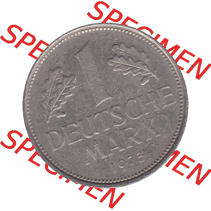 BRD Münzen 1 DM, Umlaufmünze 1950-2001, 1 / Eine DM - Eine Deutsche Mark, 1973 F-1. Münzen-Rückseite als transparente PNG-Grafik mit Nennwert / Nominalwert... Sammlung