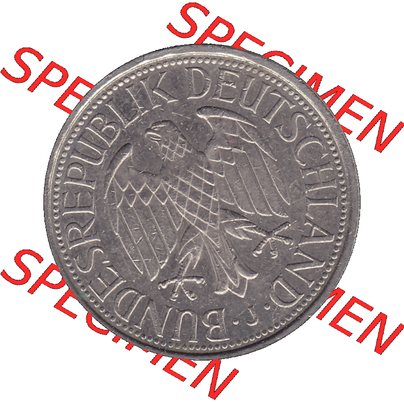 BRD Münzen 1 DM, Umlaufmünze 1950-2001, BRD Deutschland 1 / Eine DM - 1 Eine Deutsche Mark, 1990 Münzzeichen Hamburg Mzz J-1. Vorderseite einer 1 DM, 1... Sammlung