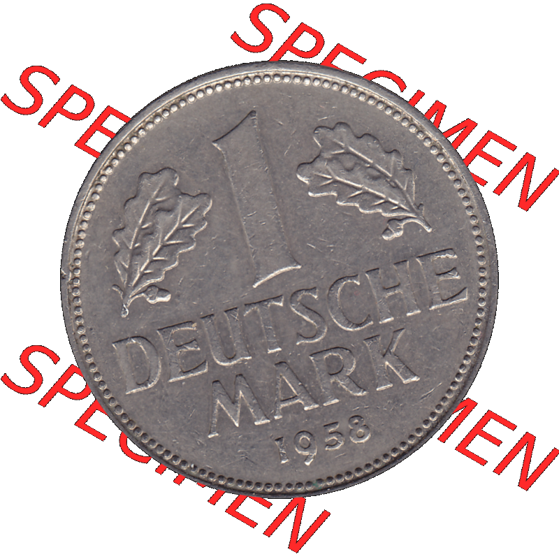 BRD Münzen 1 DM, Umlaufmünze 1950-2001, BRD Deutschland 1 / Eine DM - 1 Eine Deutsche Mark, 1958 Münzzeichen Hamburg Mzz J-1. Münzen-Rückseite mit... Sammlung