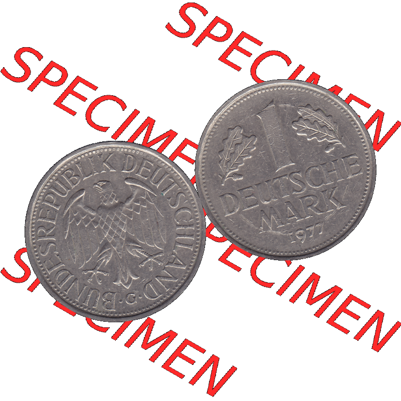 BRD Münzen 1 DM, Umlaufmünze 1950-2001, 1 / Eine DM - Eine Deutsche Mark, 1977 G-1. Münzen-Rückseite und Münzen-Vorderseite als transparente PNG-Grafik... Sammlung
