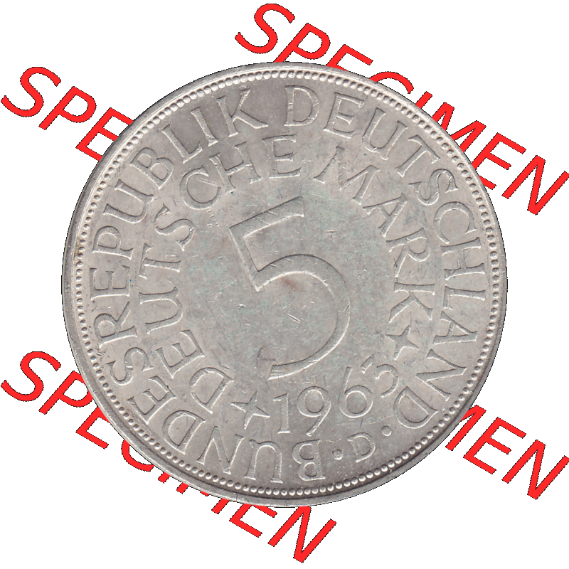 BRD Münzen 5 Deutsche Mark, 5 DM Silbermünze in 625/1000 Silber 1951-1974, 5 DM, 5 Deutsche Mark Silberadler, Heiermann 1963 D-1. Das Bild/Foto zeigt die... Sammlung