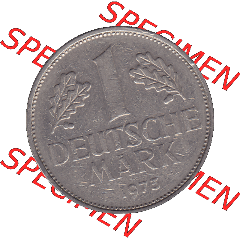 BRD Münzen 1 DM, Umlaufmünze 1950-2001, 1 / Eine DM - Eine Deutsche Mark, 1973 G-1. Münzen-Rückseite als transparente PNG-Grafik mit Nennwert / Nominalwert... Sammlung