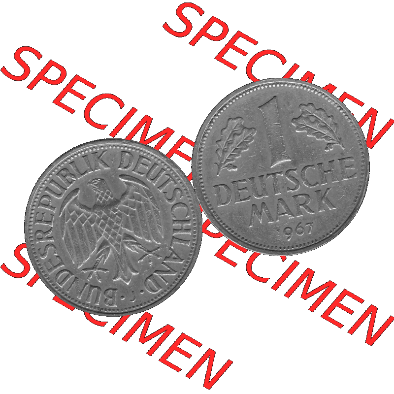 BRD Deutschland Münzen 1 - Eine DM / Eine Deutsche Mark in Graustufen PNG 1950-2001, 1 DM Deutsche Mark, 1967 Münzzeichen für Hamburg - J-01 Graustufen. PNG Computer-Grafik... Sammlung