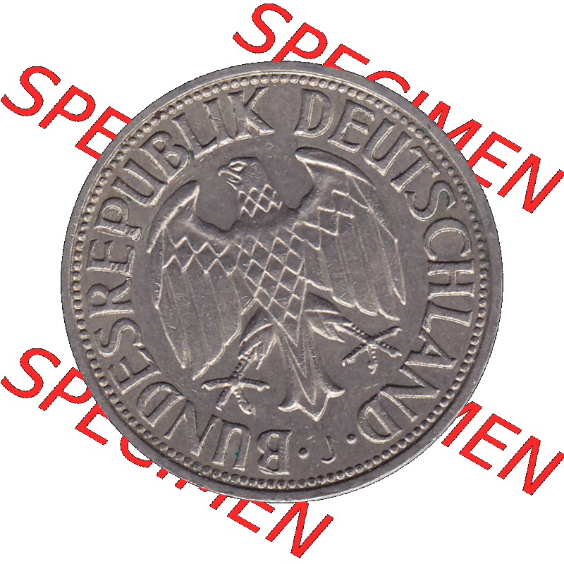 BRD Münzen 1 DM, Umlaufmünze 1950-2001, BRD Deutschland 1 / Eine DM - 1 Eine Deutsche Mark, 1968 Münzzeichen Hamburg Mzz J-1. Vorderseite einer 1 DM, 1... Sammlung