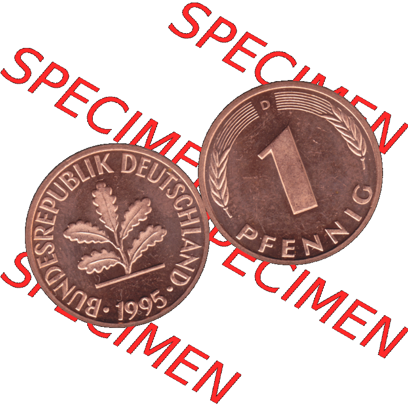 BRD Münzen in PNG 1950-2001, 1 Pfennig der BRD Deutschland 1995, 1990er Jahre Münzzeichen München D-01. Die PNG-Grafik zeigt eine 1 Pfennig Münze der Bundesrepublik... Sammlung