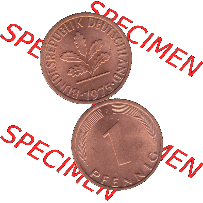 BRD Münzen 1 Pfennig Umlaufmünze in PNG 1950-2001, 1 Pfennig 1975, 1970er Jahre Stuttgart F-01. Hier befindet sich eine PNG-Grafik einer 1 / Ein Pfennig Münze Stuttgart... Sammlung