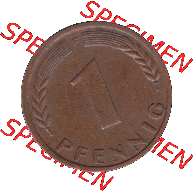 BRD Münzen 1 Pfennig Umlaufmünze in PNG 1948-1949, 1 Pfennig 1949, 1950er Jahre Stuttgart F-01. Rückseite mit Wert-Zahl der digitalisierten 1 Pfennig F, mit Mzz.... Sammlung