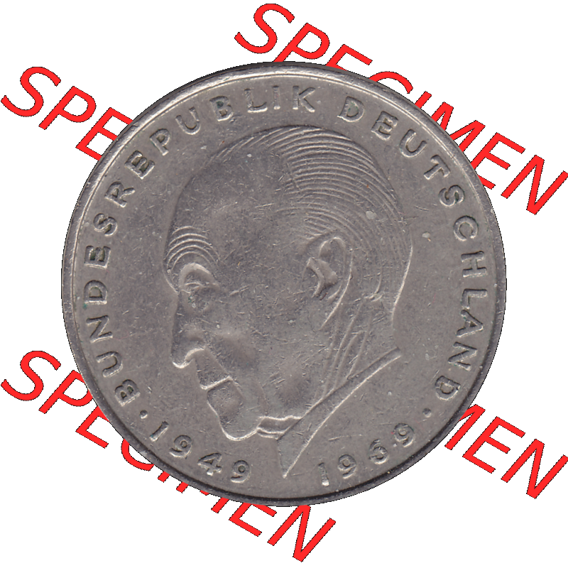 BRD Münzen 2 DM, Gedenkmünze in PNG 1969-1987, 2 DM, Deutsche Mark Konrad Adenauer 1972 Münzzeichen München D-1. Rückseite mit Wert-Zahl von 2 Deutsche... Sammlung