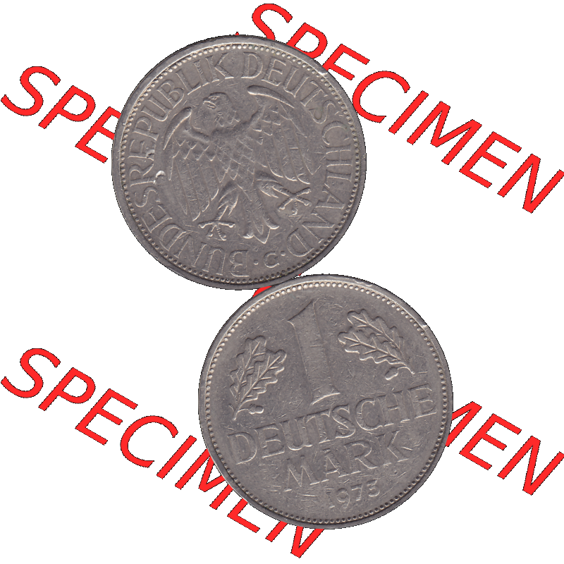 BRD Münzen 1 DM, Umlaufmünze 1950-2001, 1 / Eine DM - Eine Deutsche Mark, 1973 G-1. transparente PNG-Grafik der Münzen-Rückseite und Münzen-Vorderseite... Sammlung