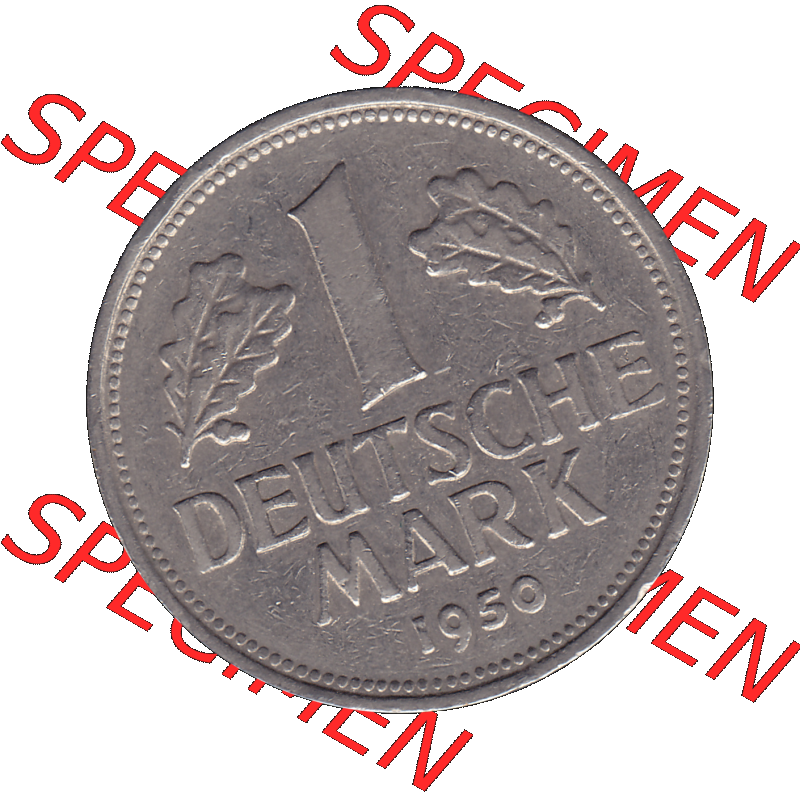 BRD Münzen 1 DM, Umlaufmünze 1950-2001, 1 / Eine DM - Eine Deutsche Mark, 1950 G-1. Münzen-Rückseite als transparente PNG-Grafik mit Nennwert / Nominalwert... Sammlung