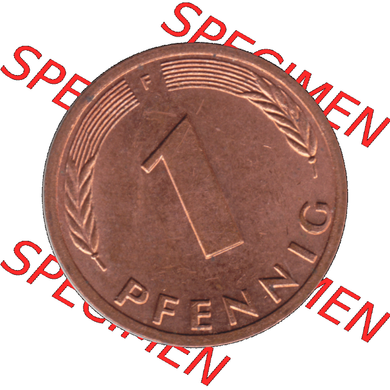 BRD Münzen 1 Pfennig Umlaufmünze in PNG 1950-2001, 1 Pfennig 1980, 1980er Jahre Stuttgart F-01. Rückseite mit Wert-Zahl der digitalisierten 1 Pfennig F, mit Mzz.... Sammlung
