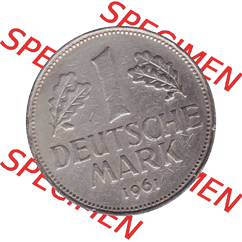 BRD Münzen 1 DM, Umlaufmünze 1950-2001, 1 / Eine DM - Eine Deutsche Mark, 1961 G-1. Münzen-Rückseite als transparente PNG-Grafik mit Nennwert / Nominalwert... Sammlung
