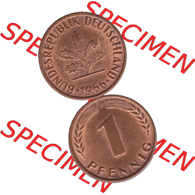BRD Münzen 1 Pfennig Umlaufmünze in PNG 1950-2001, 1 Pfennig 1966, 1960er Jahre Stuttgart F-01. Hier befindet sich eine PNG-Grafik einer 1 / Ein Pfennig Münze Stuttgart... Sammlung