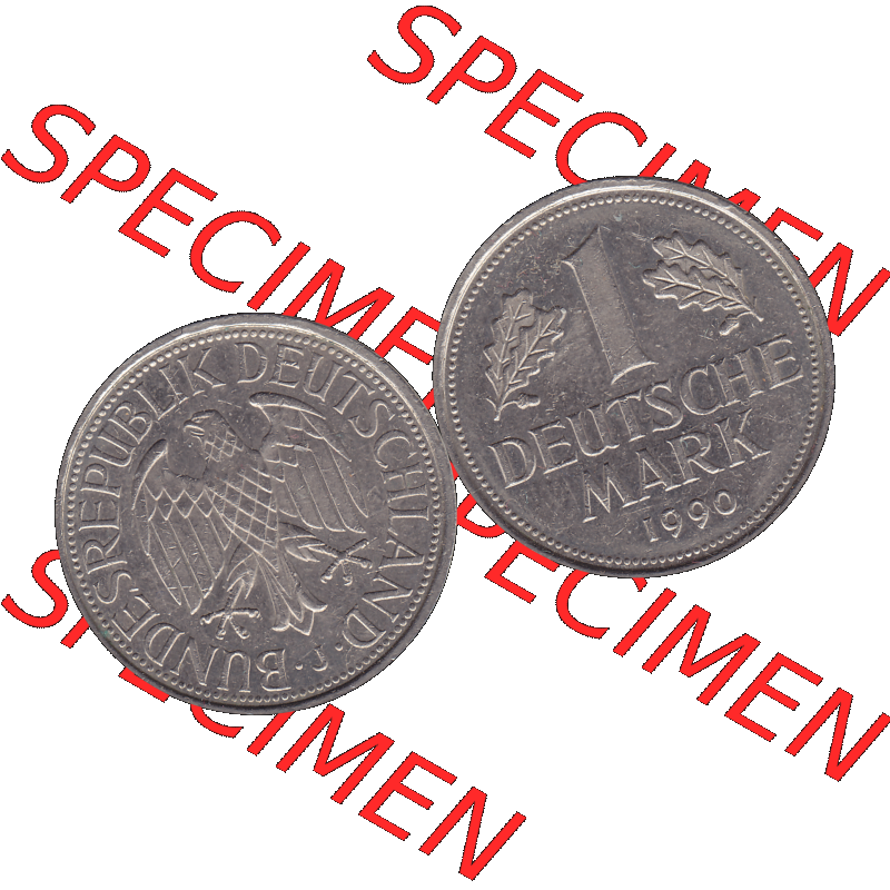 BRD Münzen 1 DM, Umlaufmünze 1950-2001, BRD Deutschland 1 / Eine DM - 1 Eine Deutsche Mark, 1990 Münzzeichen Hamburg Mzz J-1. Münzen-Rückseite und... Sammlung