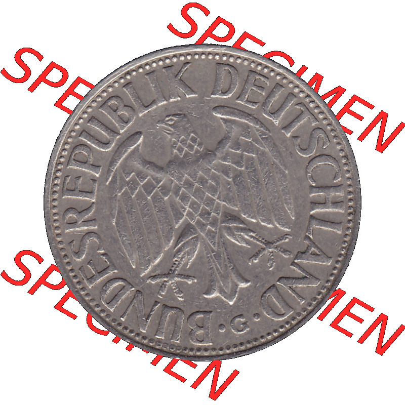 BRD Münzen 1 DM, Umlaufmünze 1950-2001, 1 / Eine DM - Eine Deutsche Mark, 1958 G-1. Vorderseite als transparente PNG-Grafik einer 1 DM, 1 Deutsche Mark G,... Sammlung