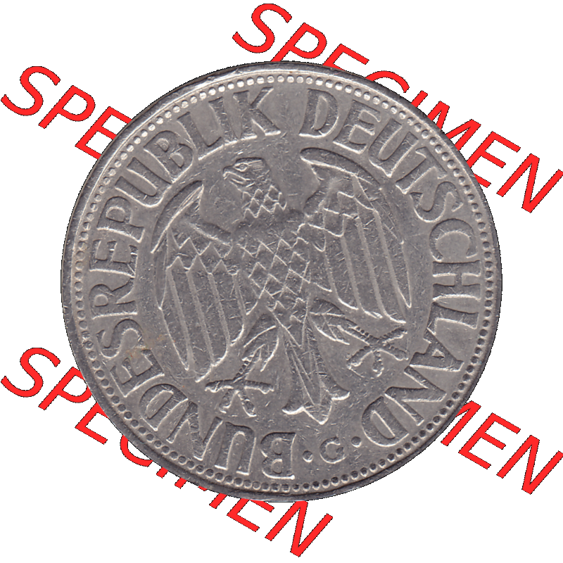 BRD Münzen 1 DM, Umlaufmünze 1950-2001, 1 / Eine DM - Eine Deutsche Mark, 1954 G-1. Vorderseite als transparente PNG-Grafik einer 1 DM, 1 Deutsche Mark G,... Sammlung