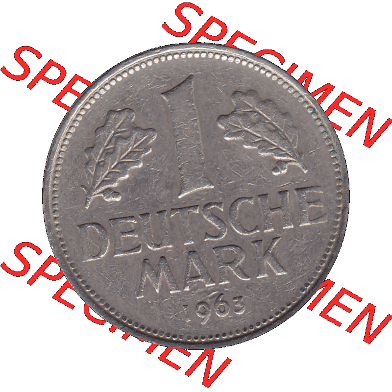 BRD Münzen 1 DM, Umlaufmünze 1950-2001, 1 / Eine DM - Eine Deutsche Mark, 1963 G-1. Münzen-Rückseite als transparente PNG-Grafik mit Nennwert / Nominalwert... Sammlung