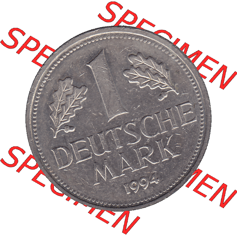 BRD Münzen 1 DM, Umlaufmünze 1950-2001, BRD Deutschland 1 / Eine DM - 1 Eine Deutsche Mark, 1994 Münzzeichen Hamburg Mzz J-1. Münzen-Rückseite mit... Sammlung
