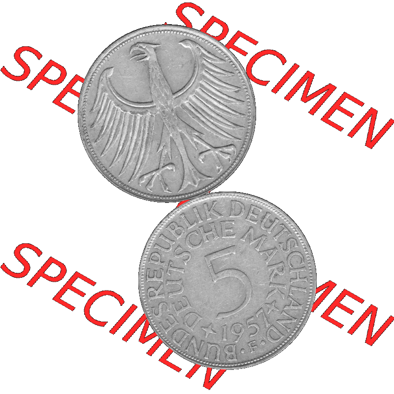 BRD Münzen 5 Deutsche Mark, 5 DM Silbermünze in 625/1000 Silber 1951-1974, 5 DM, 5 Deutsche Mark Silberadler, Heiermann 1957 F-1. Das digitale Bild/Foto... Sammlung