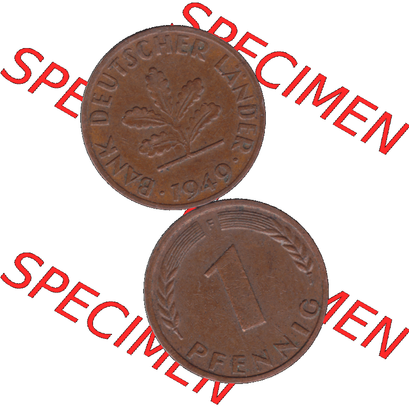 BRD Münzen 1 Pfennig Umlaufmünze in PNG 1948-1949, 1 Pfennig 1949, 1950er Jahre Stuttgart F-01. Hier befindet sich eine PNG-Grafik einer 1 / Ein Pfennig Münze Stuttgart... Sammlung