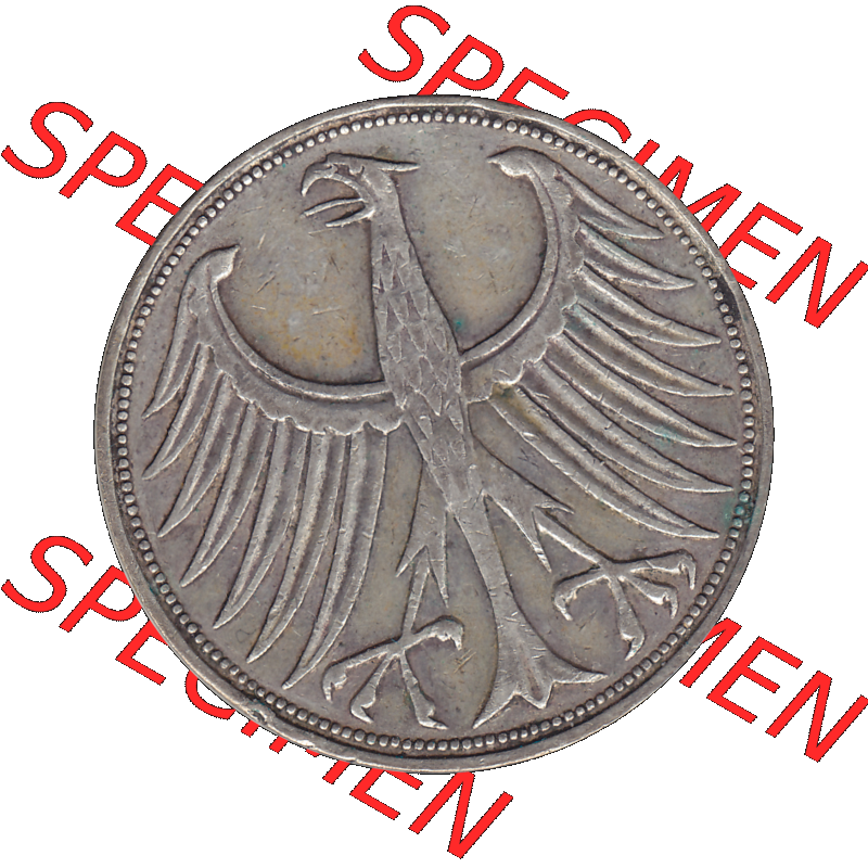BRD Münzen 5 Deutsche Mark, 5 DM Silbermünze in 625/1000 Silber 1951-1974, 5 DM, 5 Deutsche Mark Silberadler, Heiermann 1960 J-1. Das Bild/Foto zeigt die... Sammlung