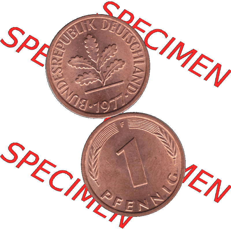BRD Münzen 1 Pfennig Umlaufmünze in PNG 1950-2001, 1 Pfennig 1977, 1970er Jahre Stuttgart F-01. Hier befindet sich eine PNG-Grafik einer 1 / Ein Pfennig Münze Stuttgart... Sammlung