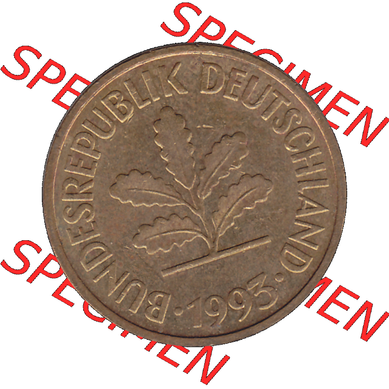 BRD Münzen 5 Pf., Umlaufmünze 1950-2001, 5 Pfennig, 1993 J-01. PNG Computer-Grafik einer digitalisierten 5 Pfennig Münze, Vorderseite der digitalisierte... Sammlung