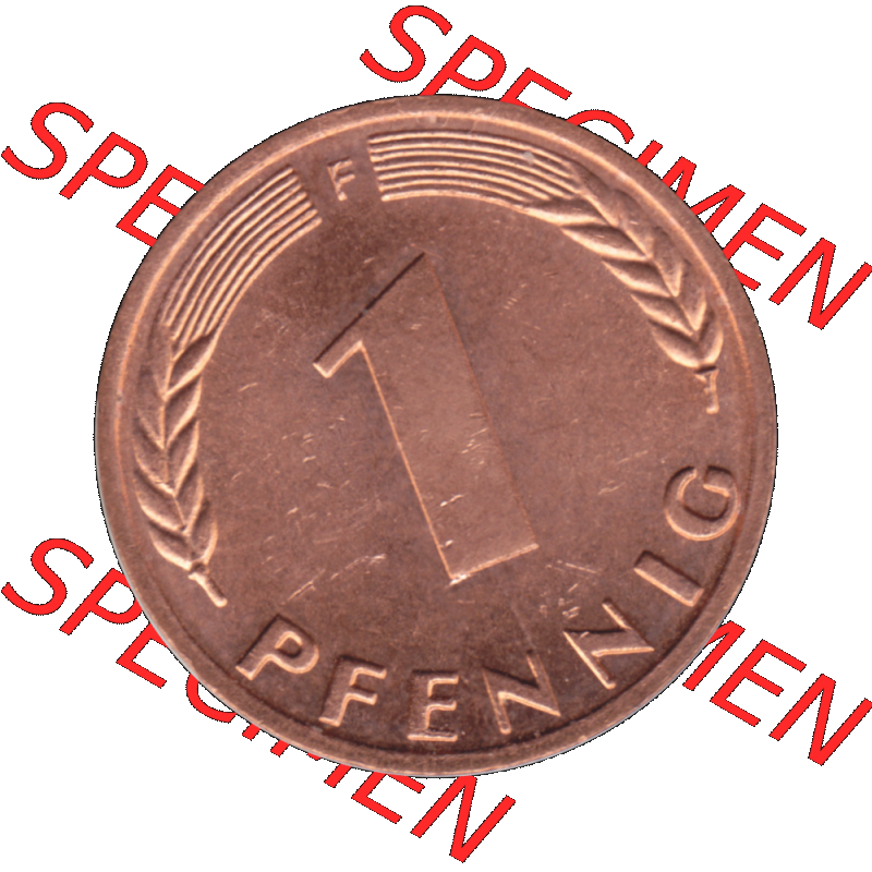 BRD Münzen 1 Pfennig Umlaufmünze in PNG 1950-2001, 1 Pfennig 1972, 1970er Jahre Stuttgart F-01. Rückseite mit Wert-Zahl der digitalisierten 1 Pfennig F, mit Mzz.... Sammlung
