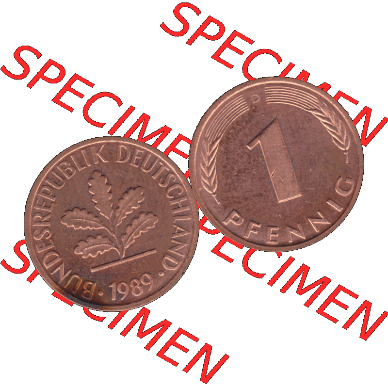 BRD Münzen in PNG 1950-2001, 1 Pfennig der BRD Deutschland 1989, 1980er Jahre Münzzeichen München D-01. Die PNG-Grafik zeigt eine 1 Pfennig Münze der Bundesrepublik... Sammlung