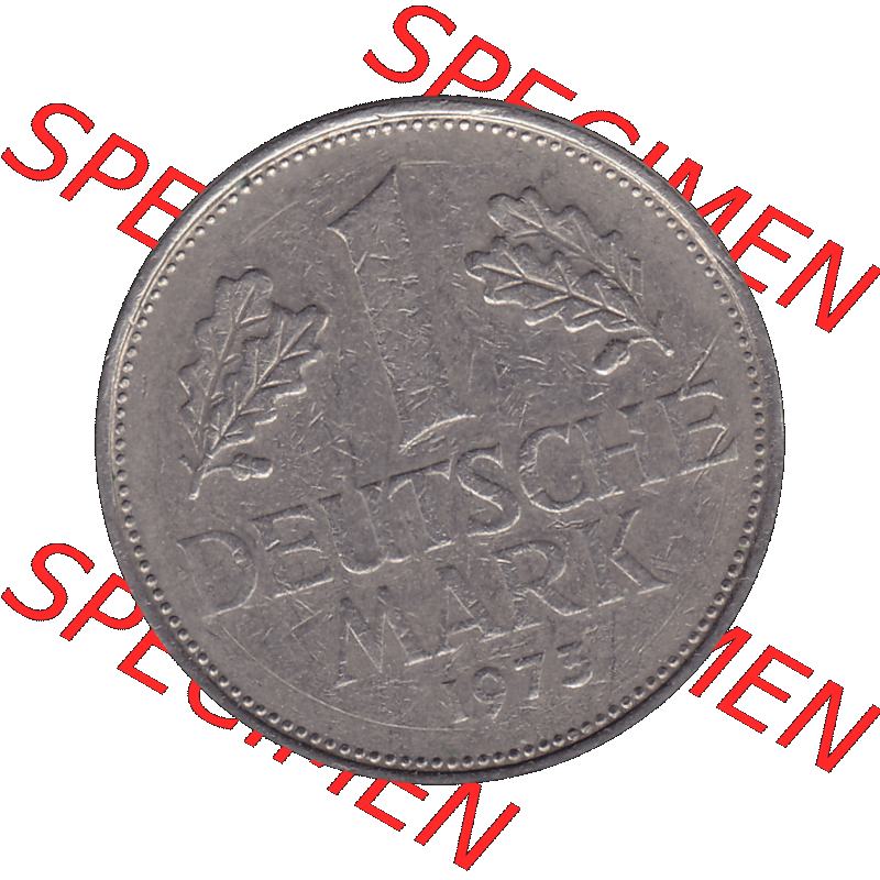 BRD Münzen 1 DM, Umlaufmünze 1950-2001, 1 / Eine DM - Eine Deutsche Mark, 1973 D-1. Münzen-Rückseite mit Nennwert / Nominalwert / Wert-Zahl einer... Sammlung