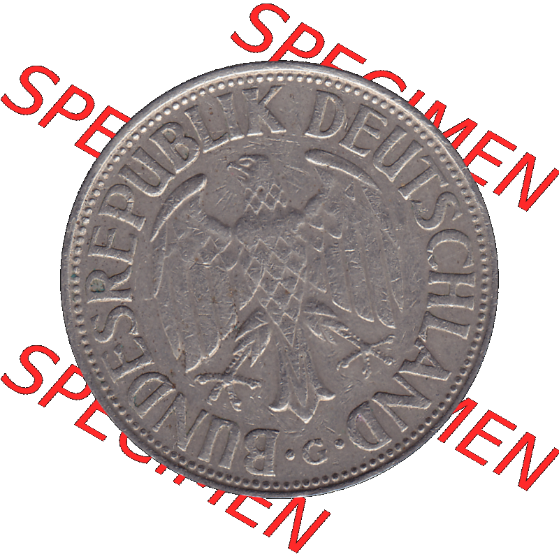 BRD Münzen 1 DM, Umlaufmünze 1950-2001, 1 / Eine DM - Eine Deutsche Mark, 1963 G-1. Vorderseite als transparente PNG-Grafik einer 1 DM, 1 Deutsche Mark G,... Sammlung