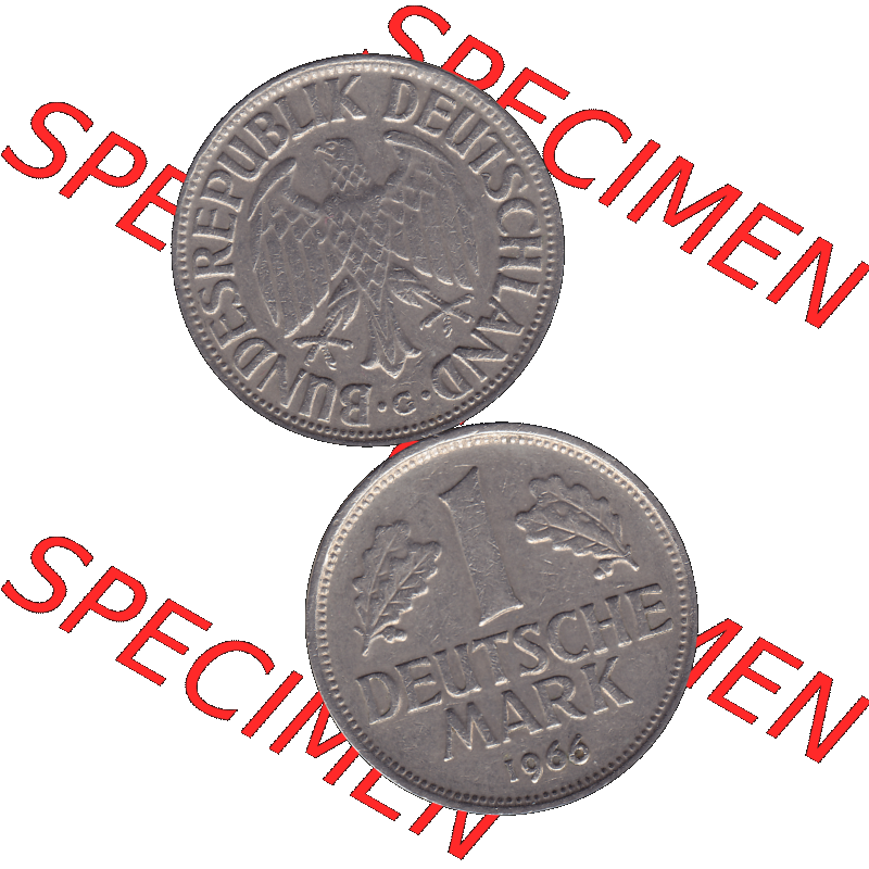 BRD Münzen 1 DM, Umlaufmünze 1950-2001, 1 / Eine DM - Eine Deutsche Mark, 1966 G-1. transparente PNG-Grafik der Münzen-Rückseite und Münzen-Vorderseite... Sammlung