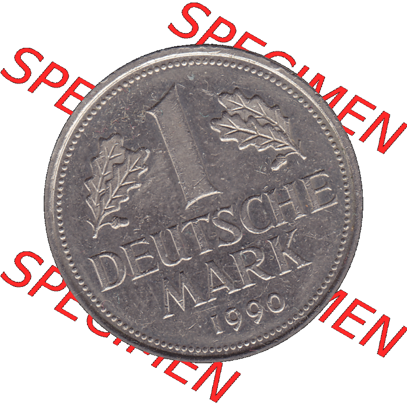 BRD Münzen 1 DM, Umlaufmünze 1950-2001, BRD Deutschland 1 / Eine DM - 1 Eine Deutsche Mark, 1990 Münzzeichen Hamburg Mzz J-1. Münzen-Rückseite mit... Sammlung