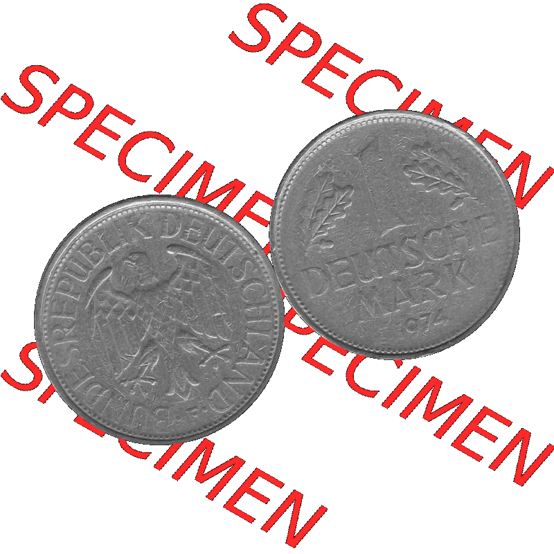 BRD Deutschland Münzen 1 / Eine DM / Eine Deutsche Mark in Graustufen PNG 1950-2001, 1 DM Deutsche Mark, 1974 Münzzeichen F für Stuttgart - F-01 Graustufen. PNG... Sammlung