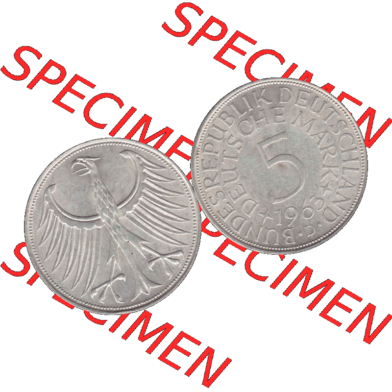 BRD Münzen 5 Deutsche Mark, 5 DM Silbermünze in 625/1000 Silber 1951-1974, 5 DM, 5 Deutsche Mark Silberadler, Heiermann 1963 D-1. Das digitale Bild/Foto... Sammlung