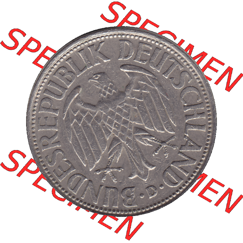 BRD Münzen 1 DM, Umlaufmünze 1950-2001, 1 / Eine DM - Eine Deutsche Mark, 1965 D-1. Vorderseite einer 1 DM, 1 Deutsche Mark D, Mzz. D für... Sammlung