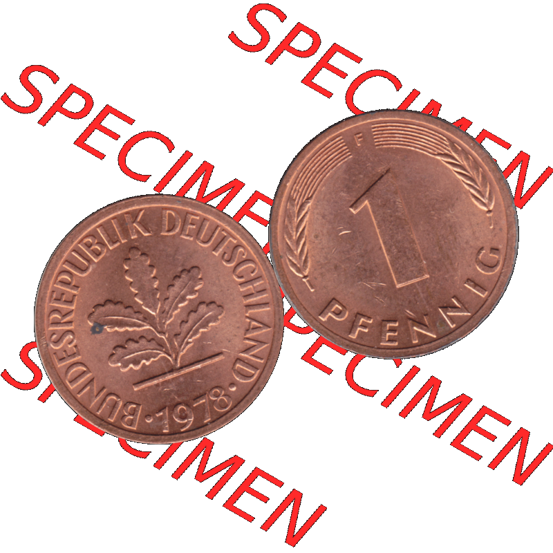 BRD Münzen 1 Pfennig Umlaufmünze in PNG 1950-2001, 1 Pfennig 1978, 1970er Jahre Stuttgart F-01. Die PNG-Grafik zeigt eine 1 Pfennig Münze der Bundesrepublik Deutschland.... Sammlung
