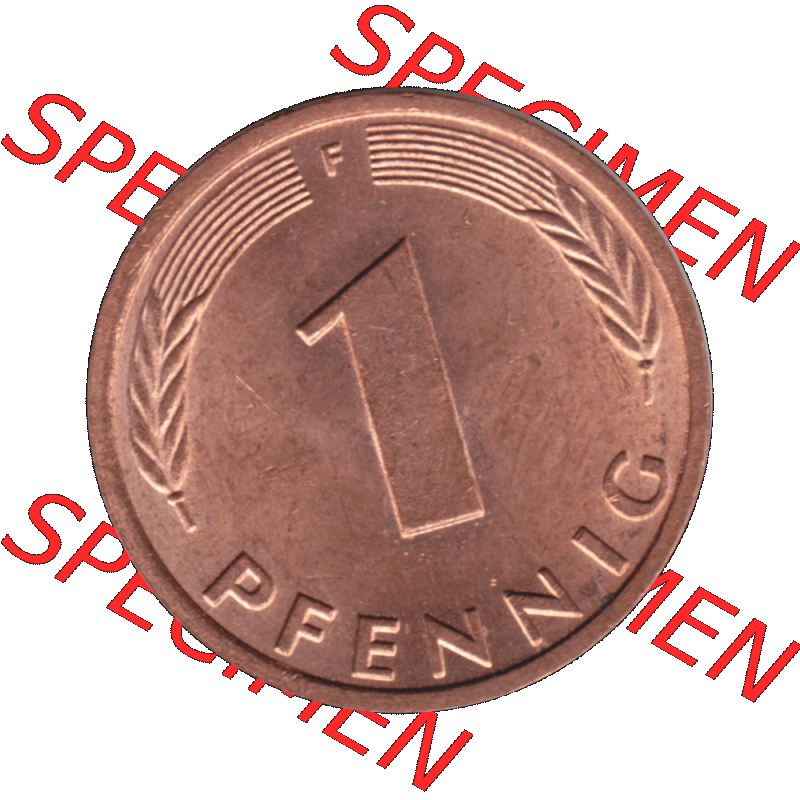 BRD Münzen 1 Pfennig Umlaufmünze in PNG 1950-2001, 1 Pfennig 1977, 1970er Jahre Stuttgart F-01. Rückseite mit Wert-Zahl der digitalisierten 1 Pfennig F, mit Mzz.... Sammlung