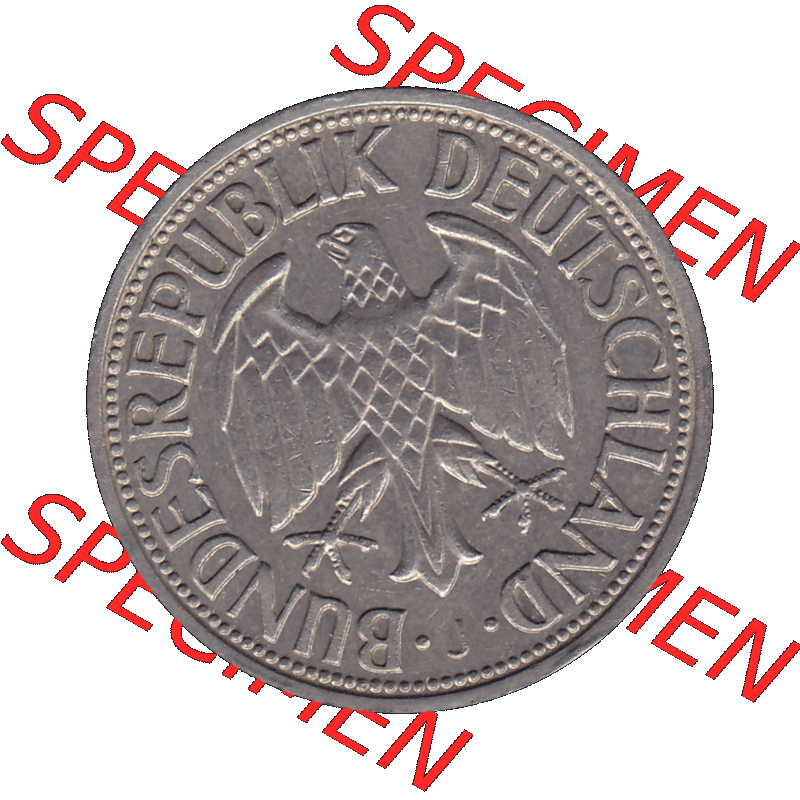 BRD Münzen 1 DM, Umlaufmünze 1950-2001, BRD Deutschland 1 / Eine DM - 1 Eine Deutsche Mark, 1958 Münzzeichen Hamburg Mzz J-1. Vorderseite einer 1 DM, 1... Sammlung
