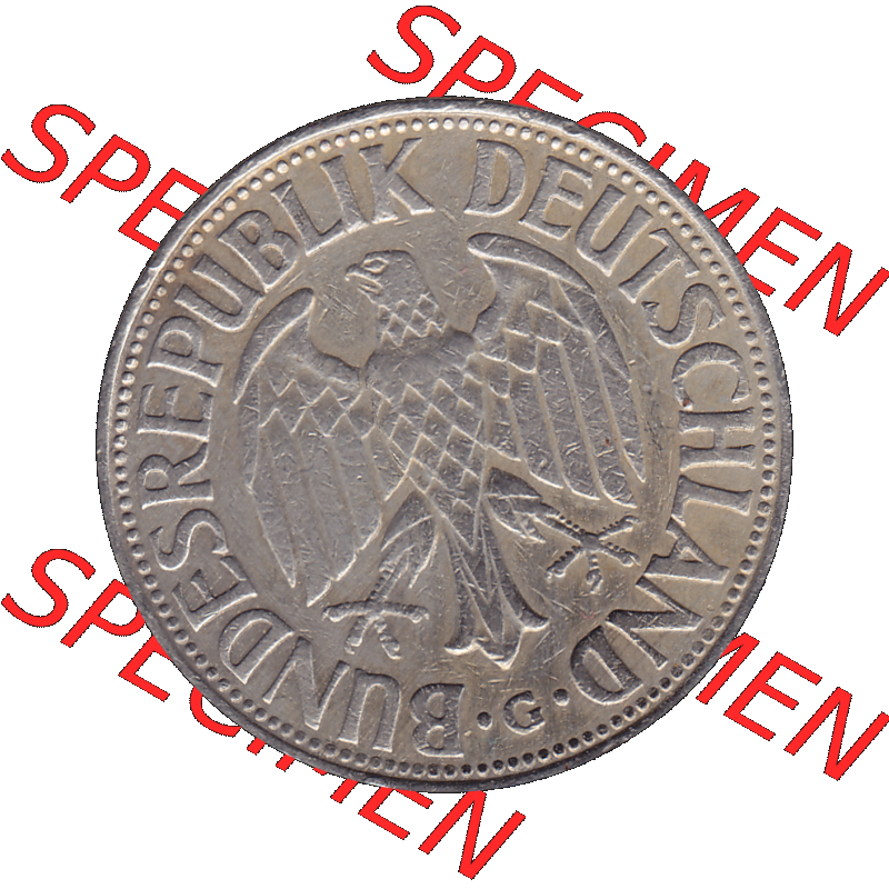 BRD Münzen 1 DM, Umlaufmünze 1950-2001, 1 / Eine DM - Eine Deutsche Mark, 1961 G-1. Vorderseite als transparente PNG-Grafik einer 1 DM, 1 Deutsche Mark G,... Sammlung