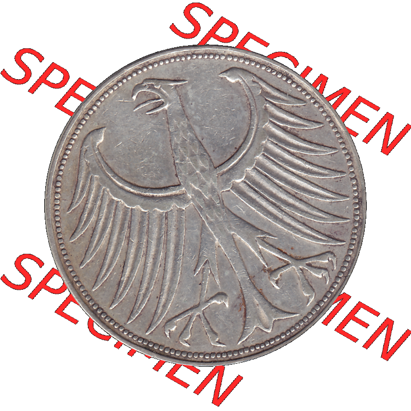 BRD Münzen 5 Deutsche Mark, 5 DM Silbermünze in 625/1000 Silber 1951-1974, 5 DM, 5 Deutsche Mark Silberadler, Heiermann 1956 F-1. Das Bild/Foto zeigt die... Sammlung