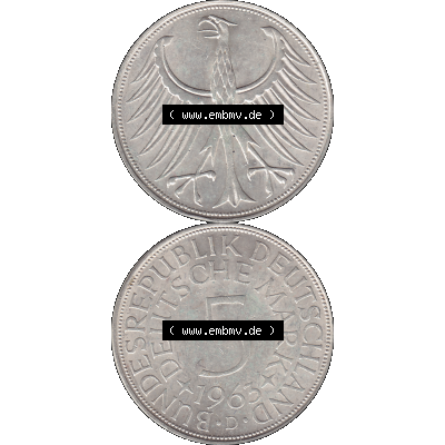 BRD Münzen 5 Deutsche Mark, 5 DM Silbermünze in 625/1000 Silber 1951-1974, 5 DM, 5 Deutsche Mark Silberadler, Heiermann 1963 D-1. Das digitale Bild/Foto... Sammlung